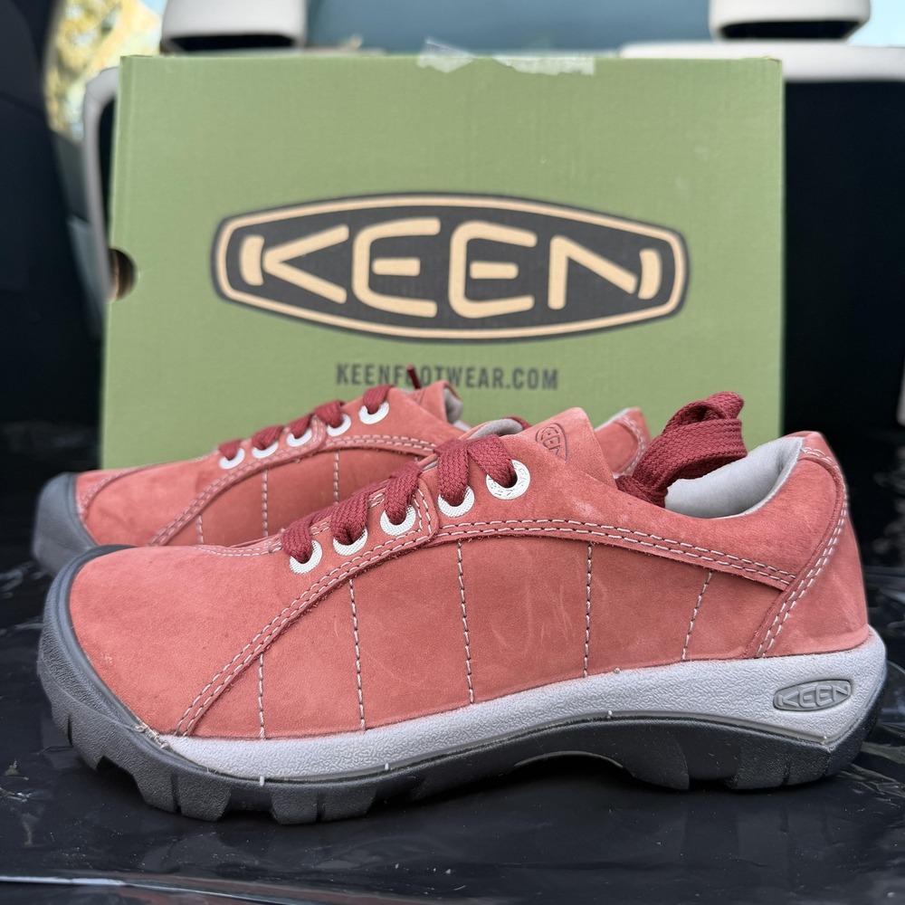 Keen Presidio W Shoes Womens Size 5.5 Fired Brick Suede Walking Sneakers Casual - Picture 3 of 7